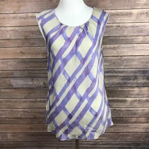 Banana Republic Blue and Cream Print S Dress Top